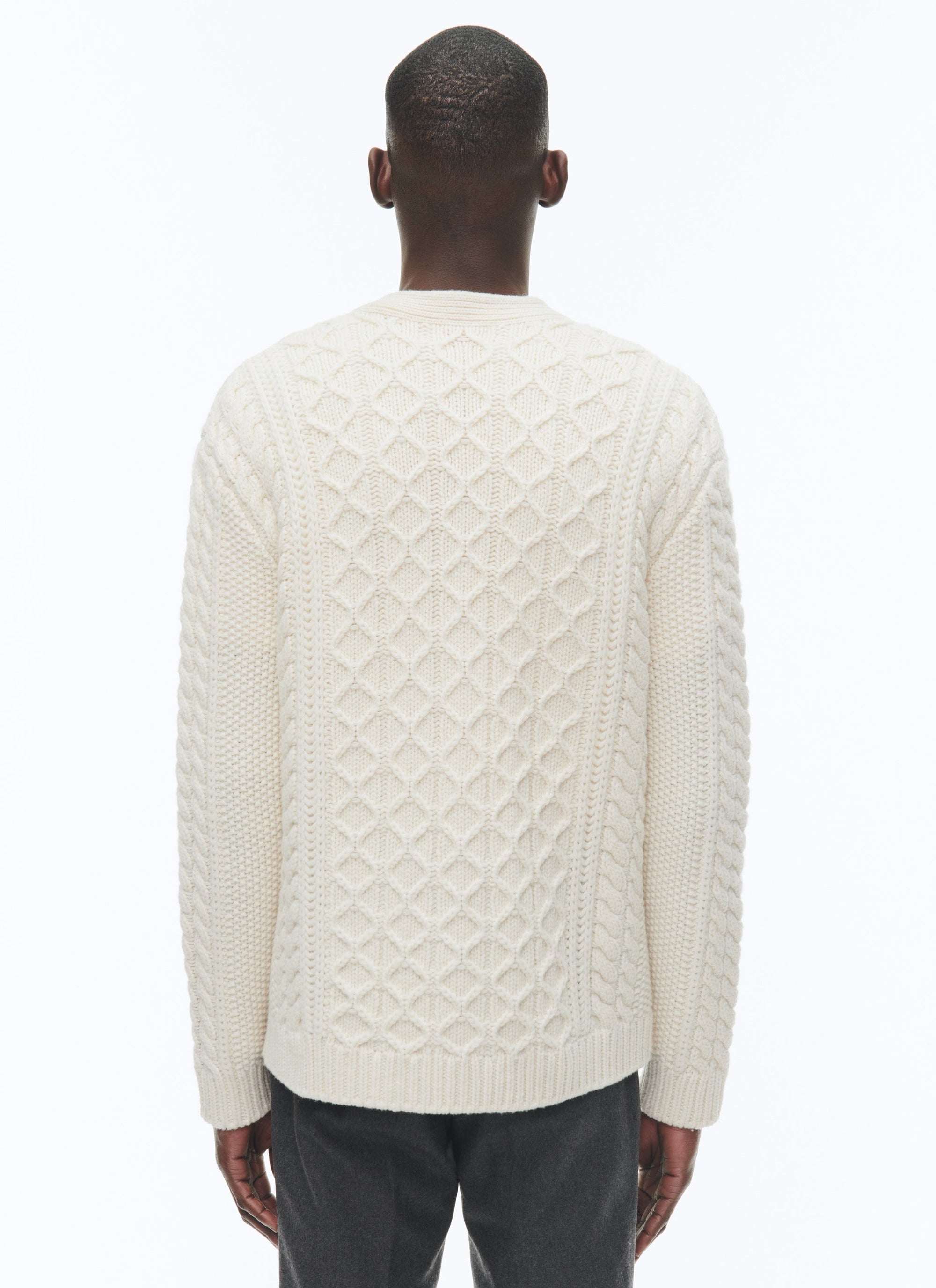 Cardigan torsadé en laine - Écru