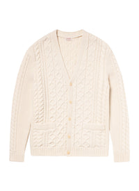 Cardigan torsadé en laine - Écru