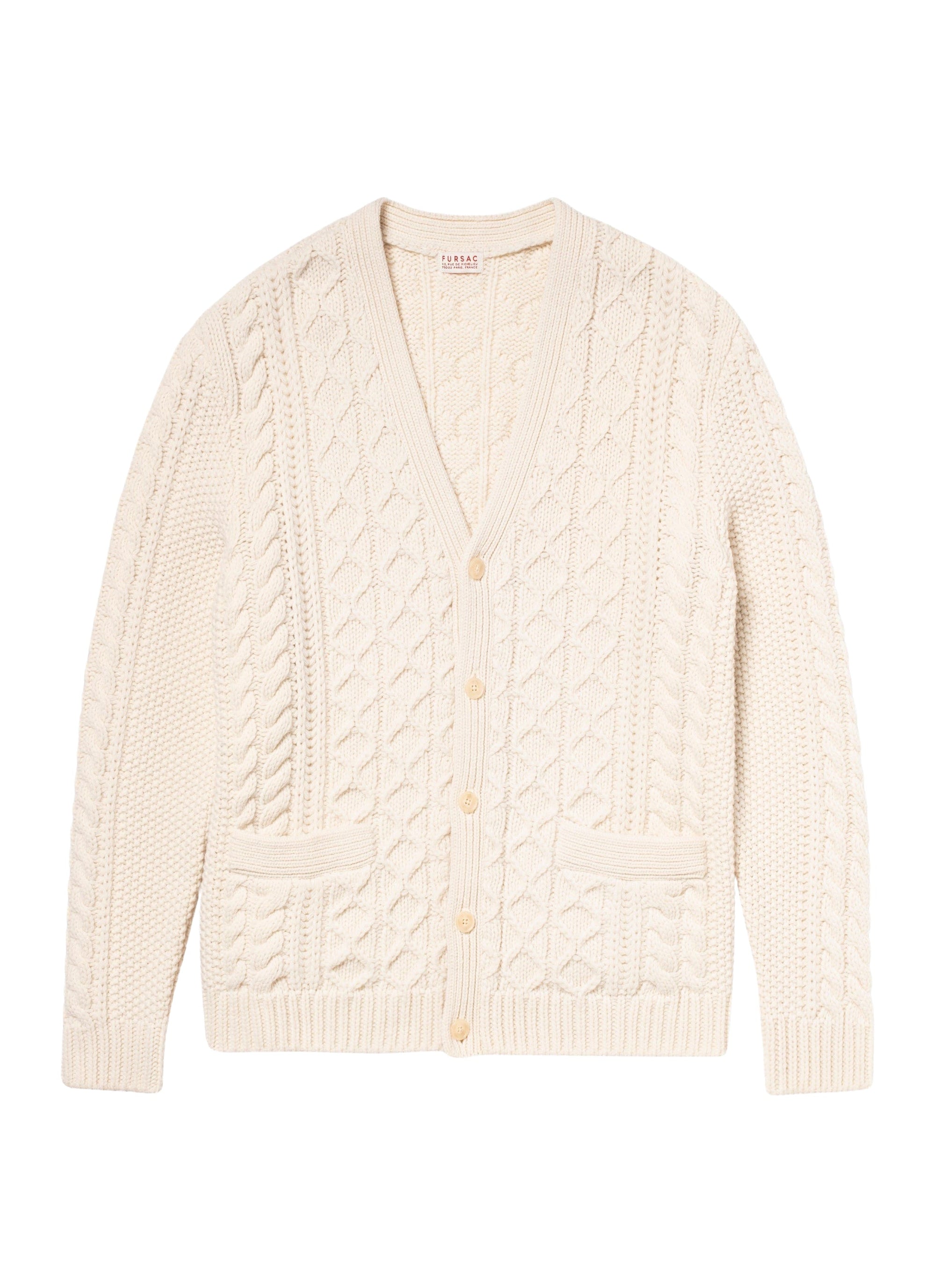 Cardigan torsadé en laine - Écru