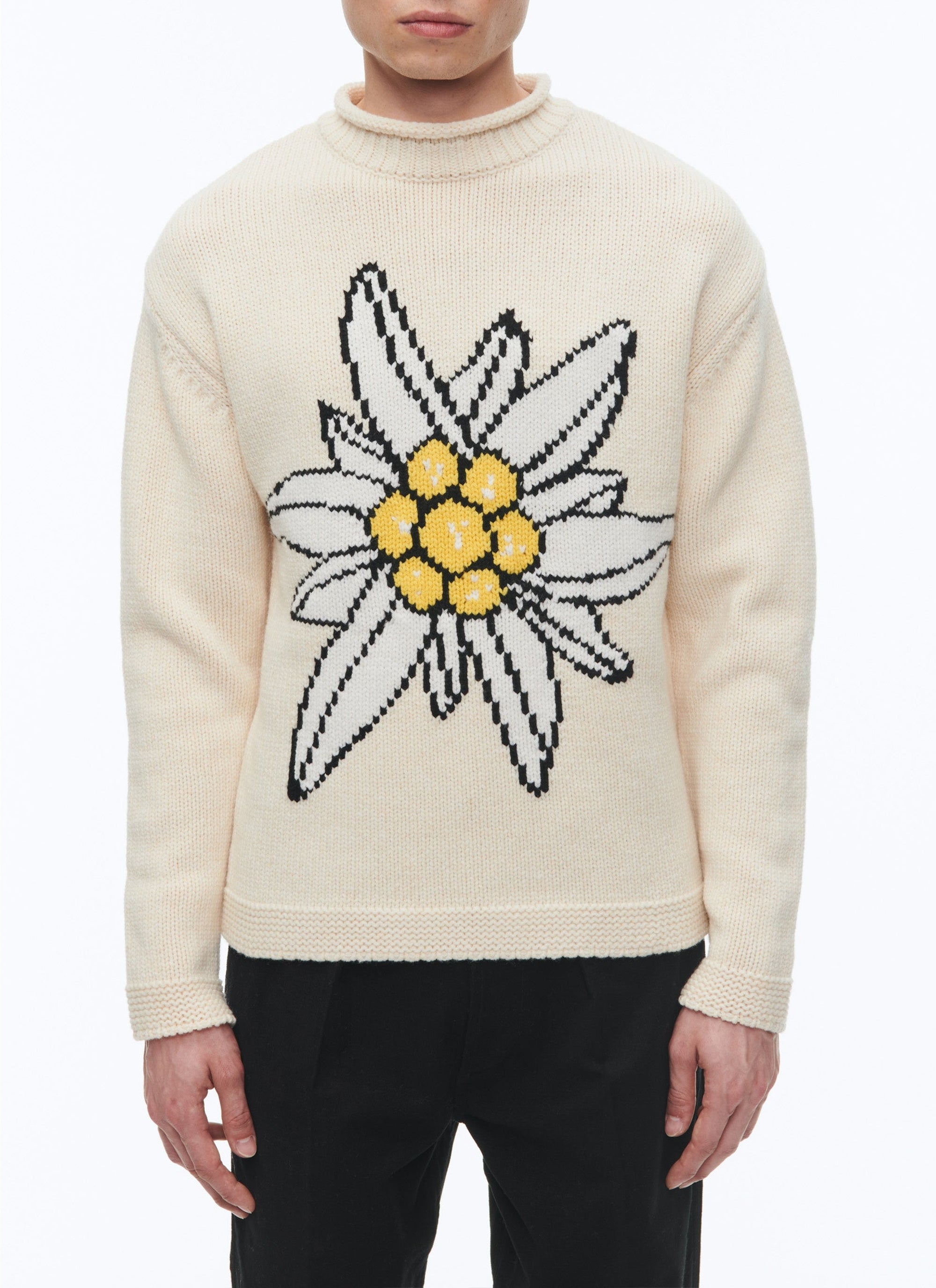 Pull à col montant en laine - Ivoire