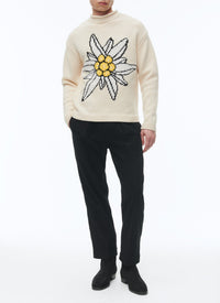 Pull à col montant en laine - Ivoire