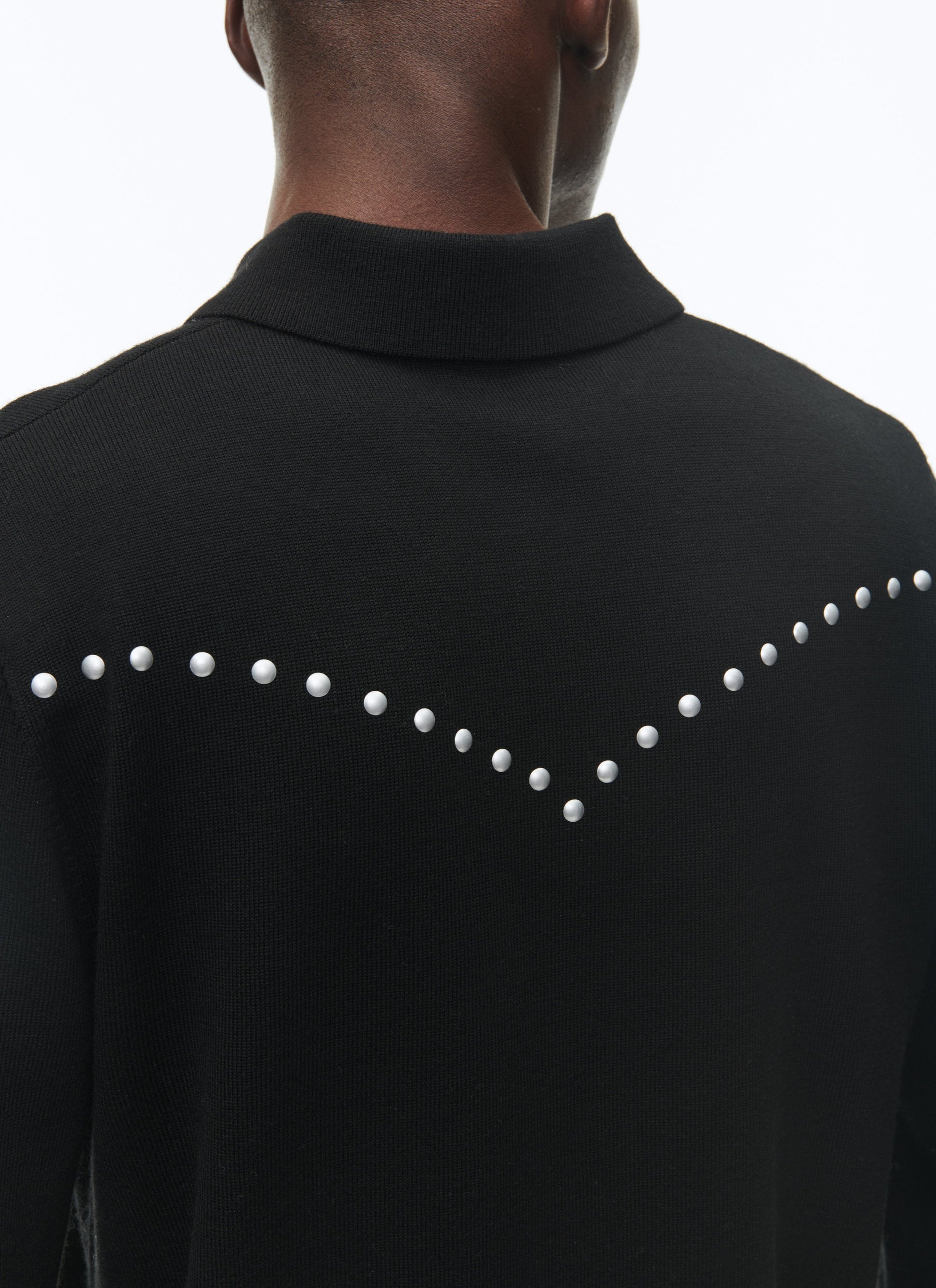 Pull à col boutonné en laine - Noir