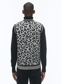 Pull sans manches à col V en laine - Gris Chiné