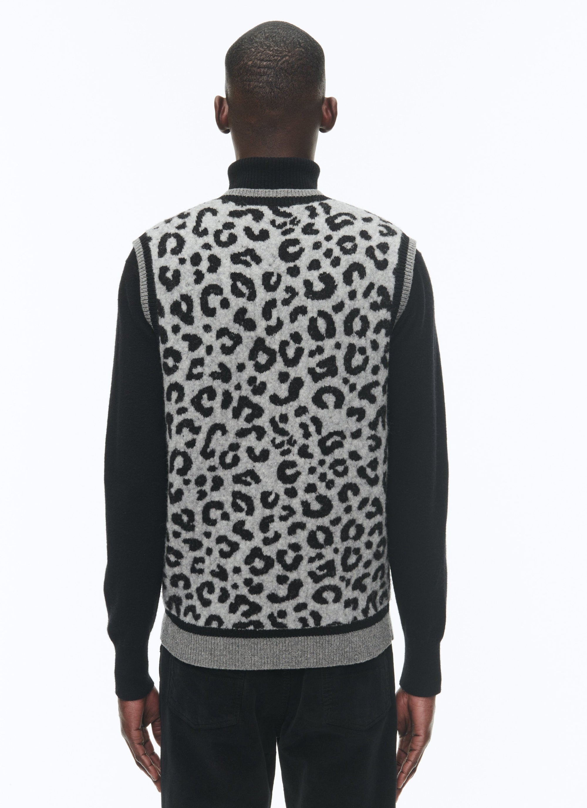 Pull sans manches à col V en laine - Gris Chiné