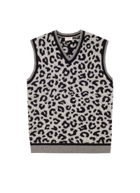 Pull sans manches à col V en laine - Gris Chiné