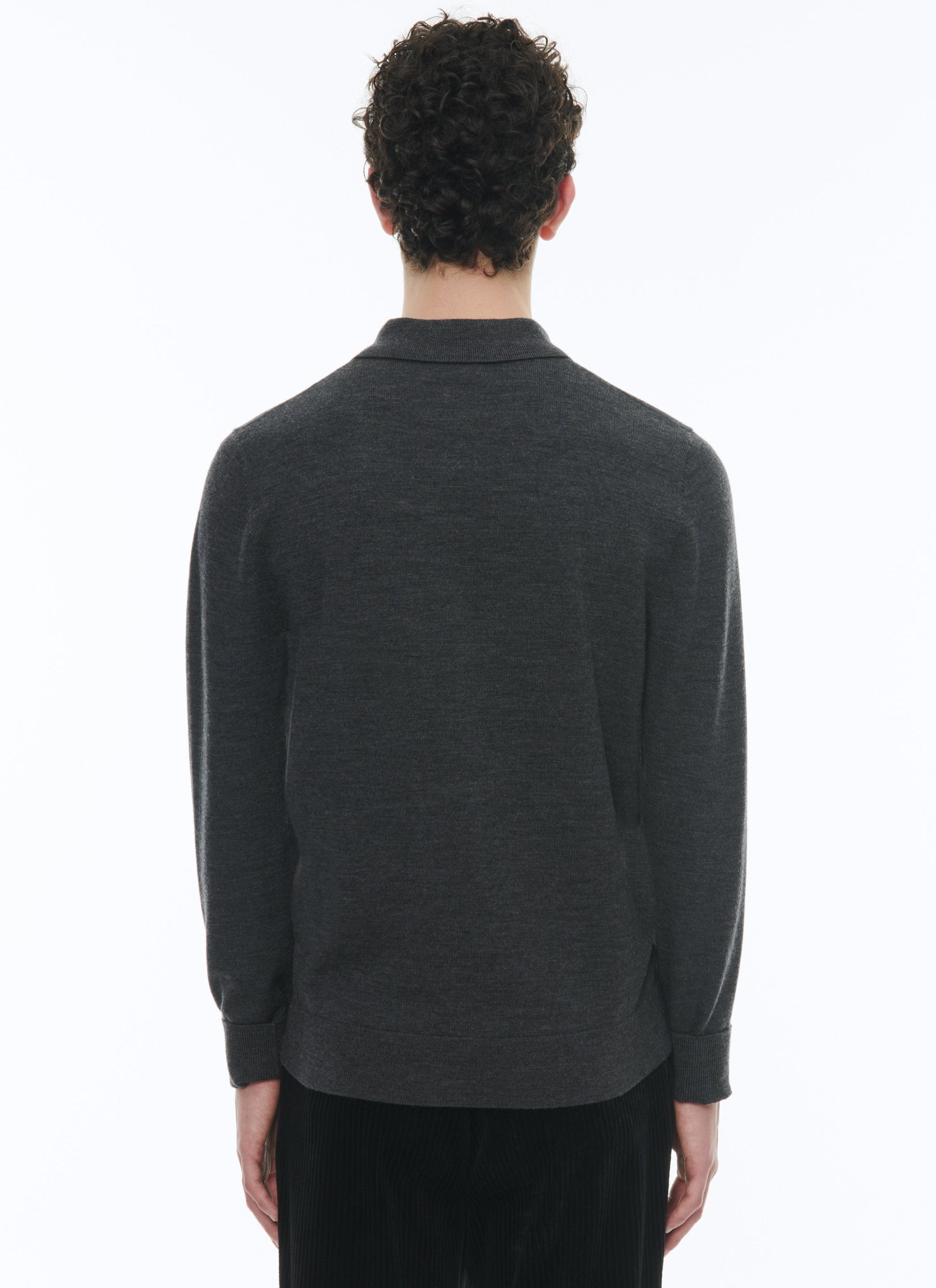 Pull boutonné à col zippé en laine - Gris Chine Foncé