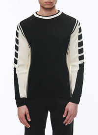Wool round-neck jumper - Black & White