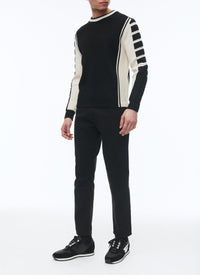 Wool round-neck jumper - Black & White