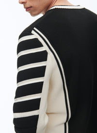 Wool round-neck jumper - Black & White