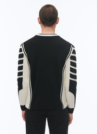 Wool round-neck jumper - Black & White