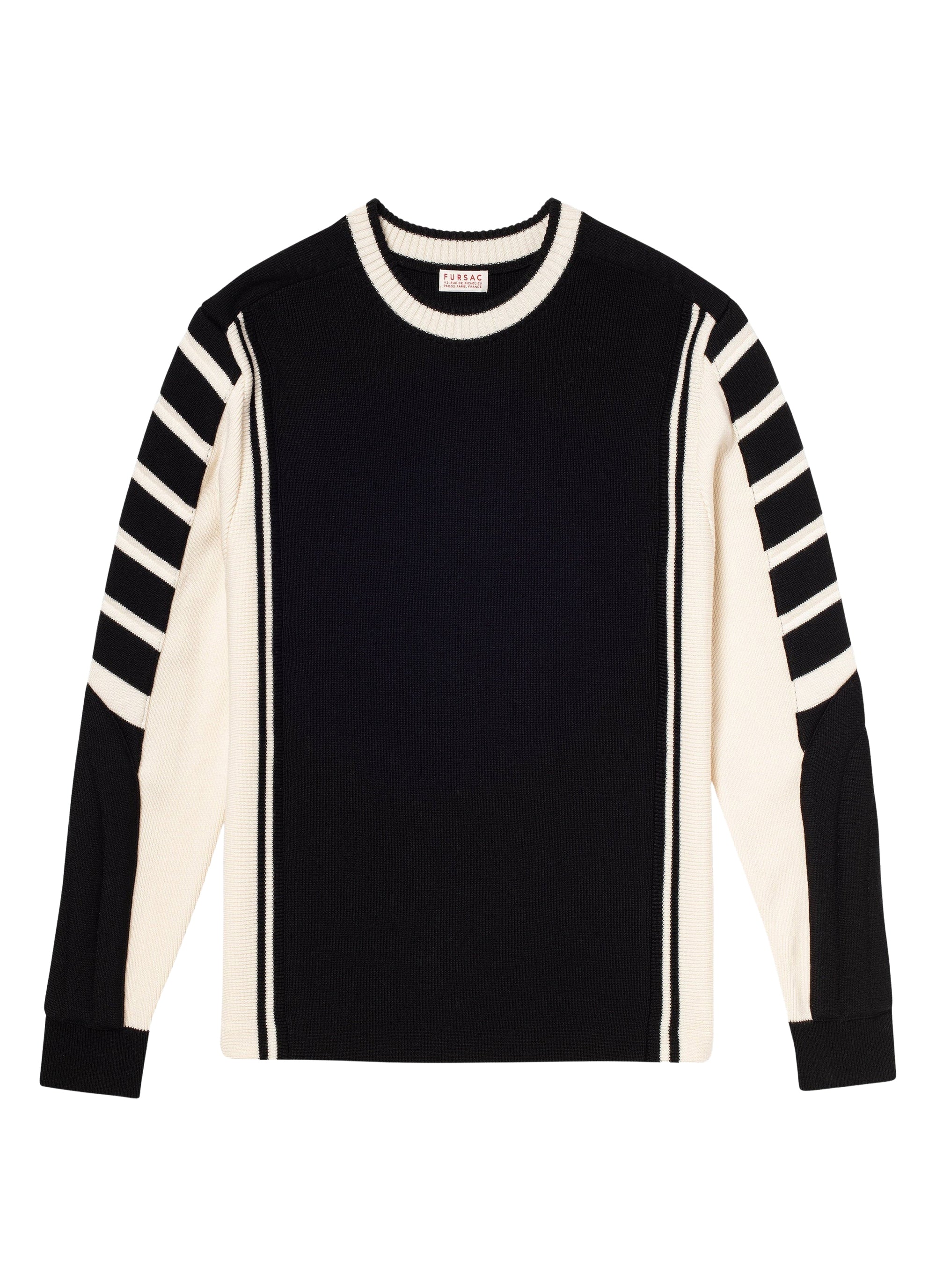 Wool round-neck jumper - Black & White