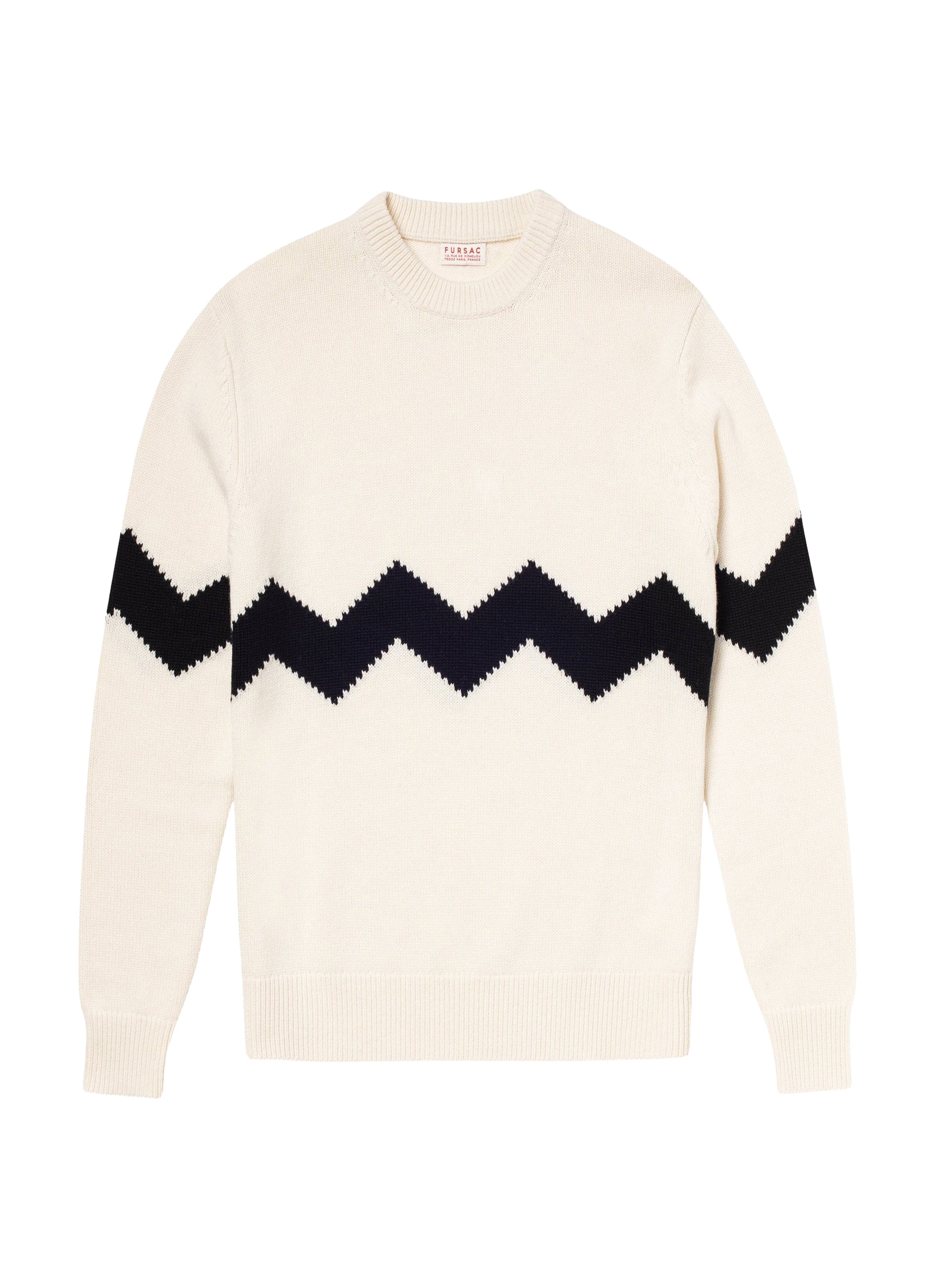 Pull à col rond en laine - Écru