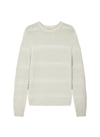 Pull col rond torsadé en laine - Écru
