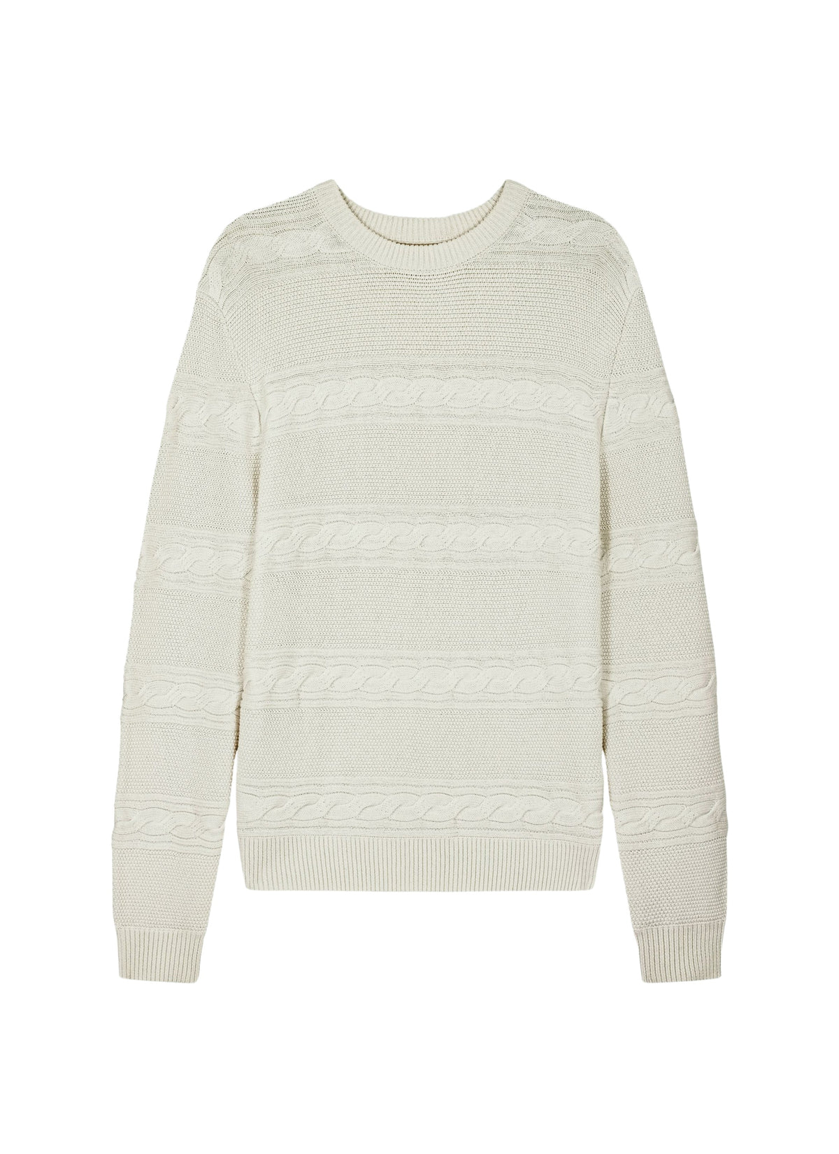 Pull col rond torsadé en laine - Écru