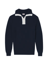Pull à col camionneur en laine - Marine