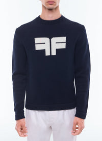 Pull en laine à logo - Marine