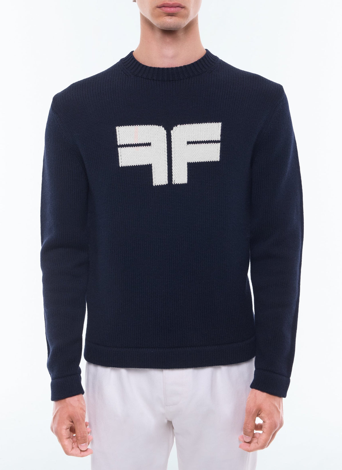 Pull en laine à logo - Marine