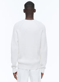 Pull côtelé en laine mélangée - Écru