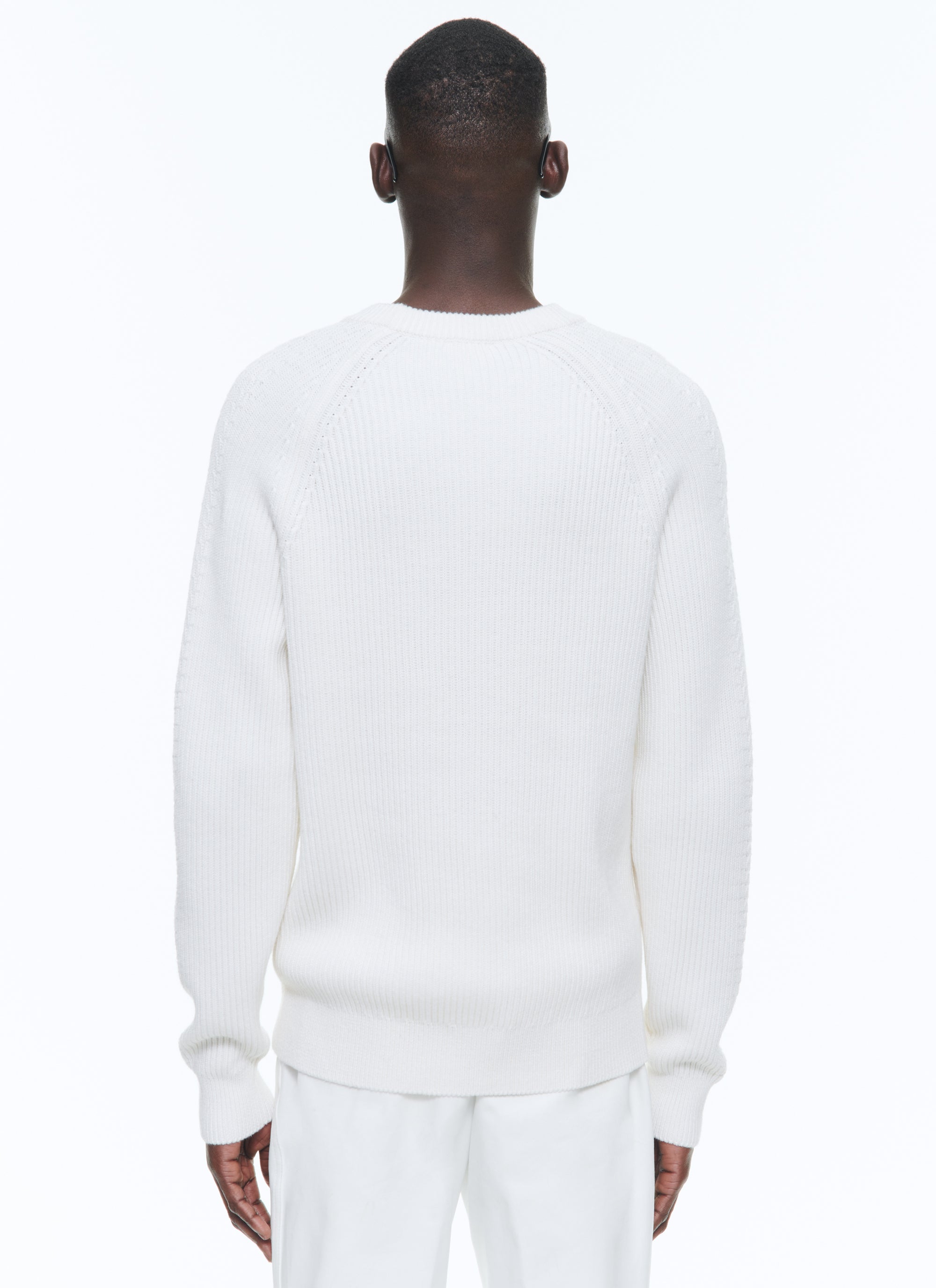 Pull côtelé en laine mélangée - Écru