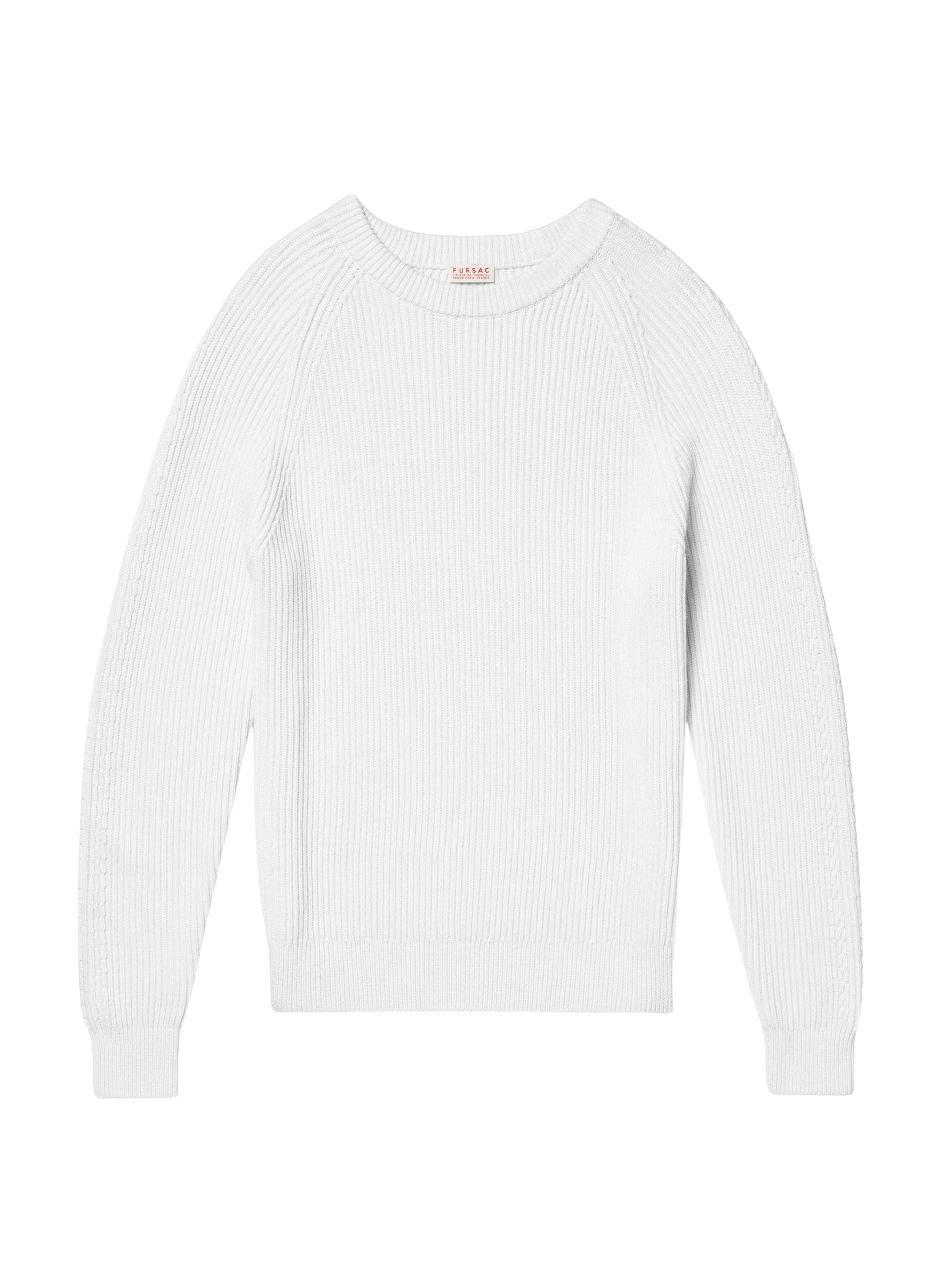 Pull côtelé en laine mélangée - Écru