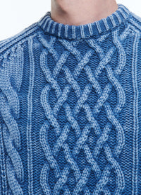 Pull torsadé en maille - Bleu de Nîmes