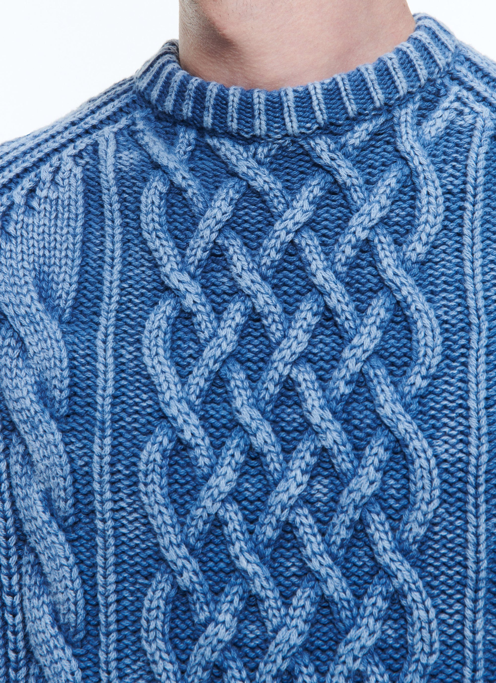 Pull torsadé en maille - Bleu de Nîmes