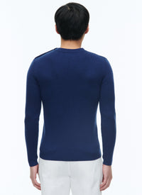 Wool button placket jumper - Ink