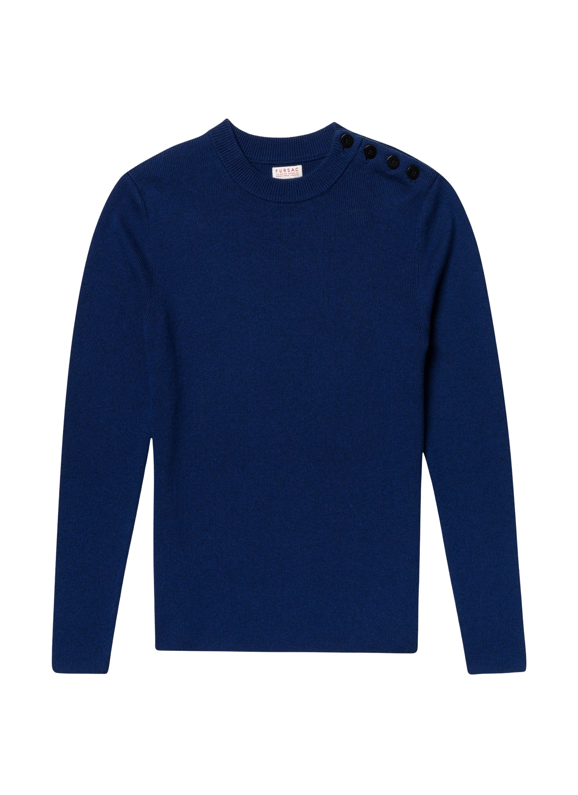 Wool button placket jumper - Ink