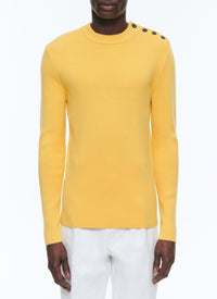 Wool button placket jumper - Paille Yellow