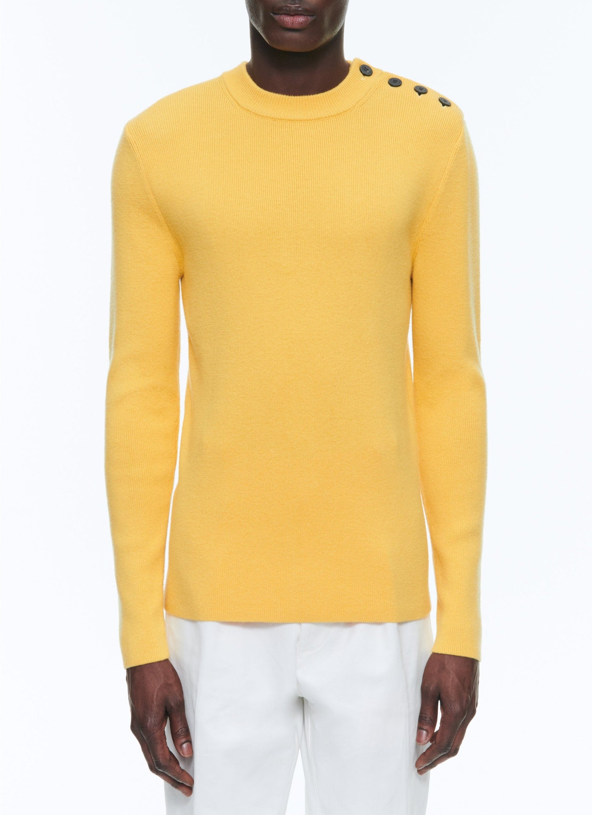Wool button placket jumper - Paille Yellow
