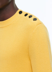 Wool button placket jumper - Paille Yellow