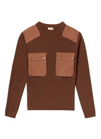 Pull côtelé en laine - Cachou