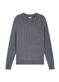 Pull à torsades en laine mélangée - Gris Chiné