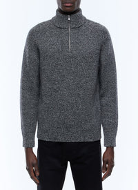 Mottled wool trucker-neck jumper - Mottled Grey