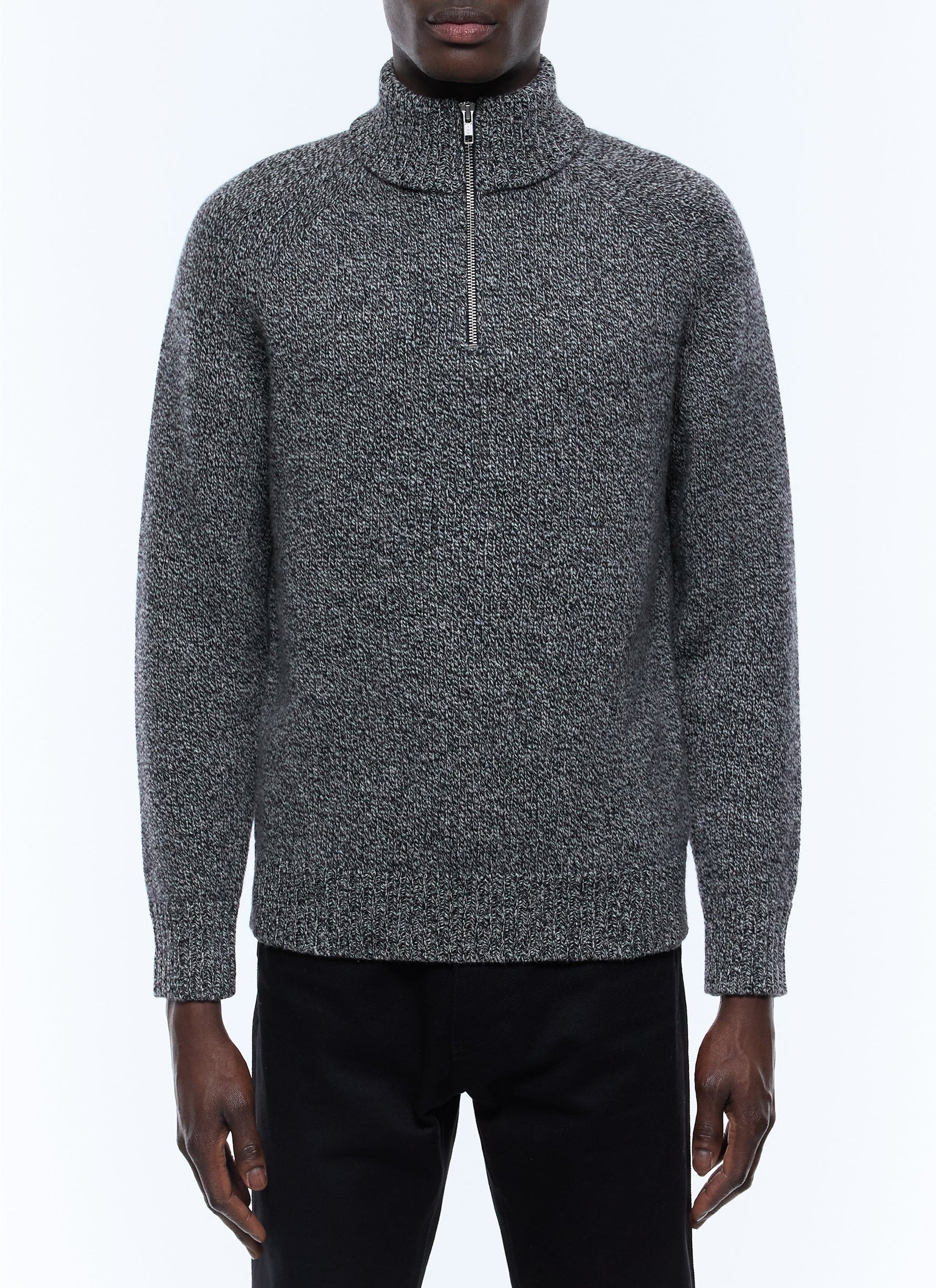 Mottled wool trucker-neck jumper - Mottled Grey