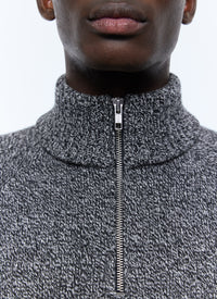 Mottled wool trucker-neck jumper - Mottled Grey