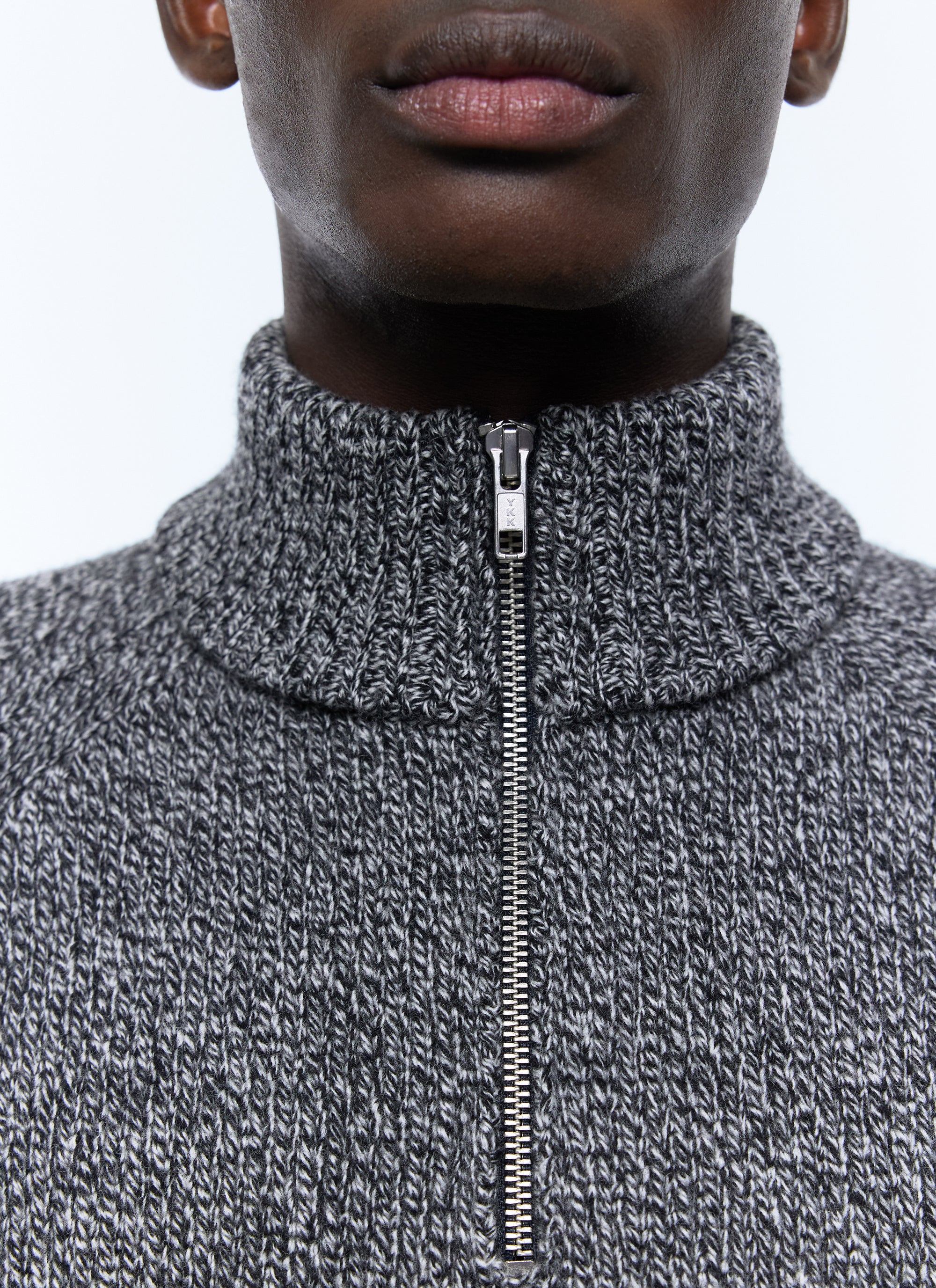 Mottled wool trucker-neck jumper - Mottled Grey