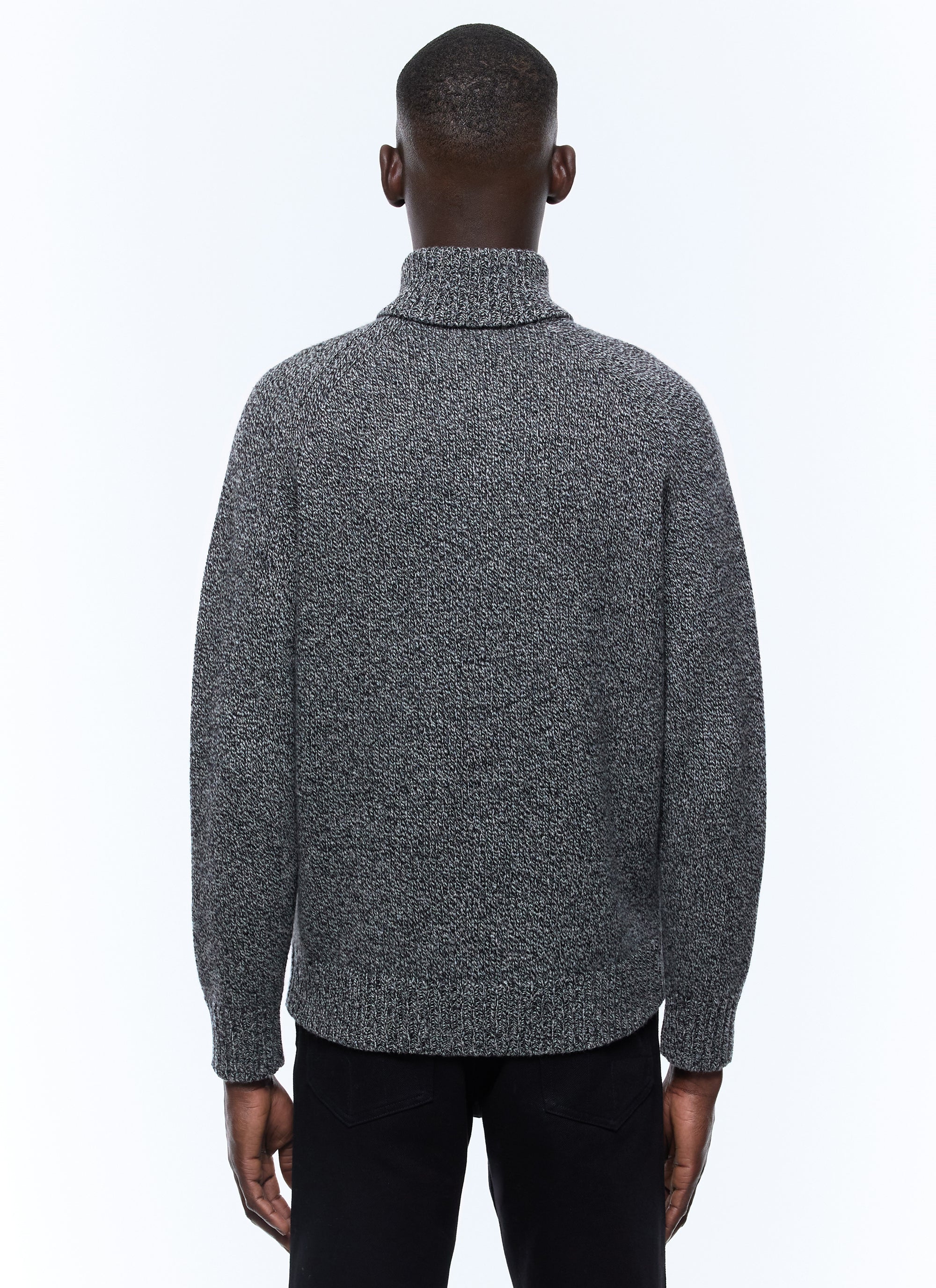 Mottled wool trucker-neck jumper - Mottled Grey