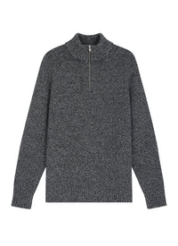 Mottled wool trucker-neck jumper - Mottled Grey