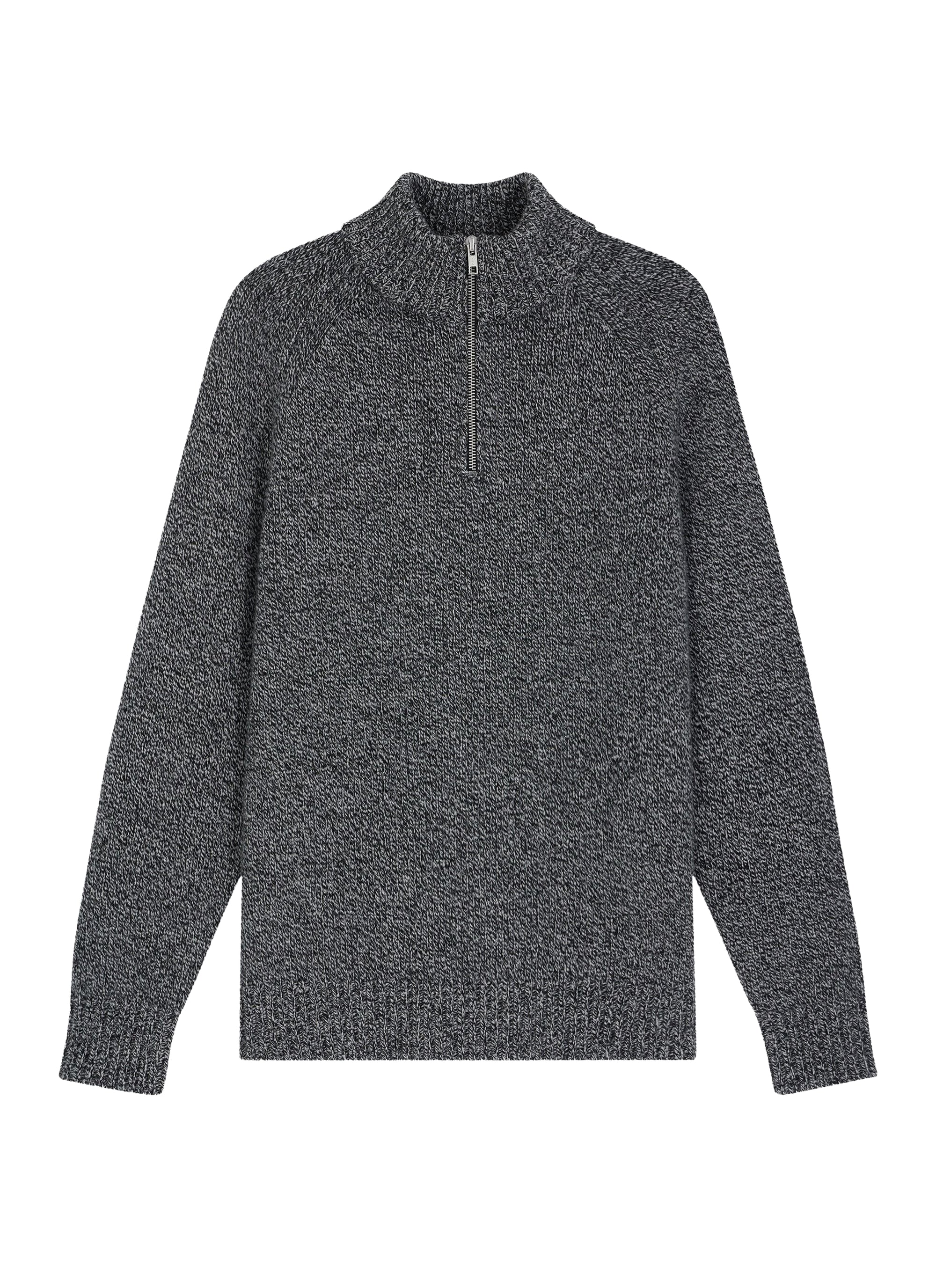 Mottled wool trucker-neck jumper - Mottled Grey