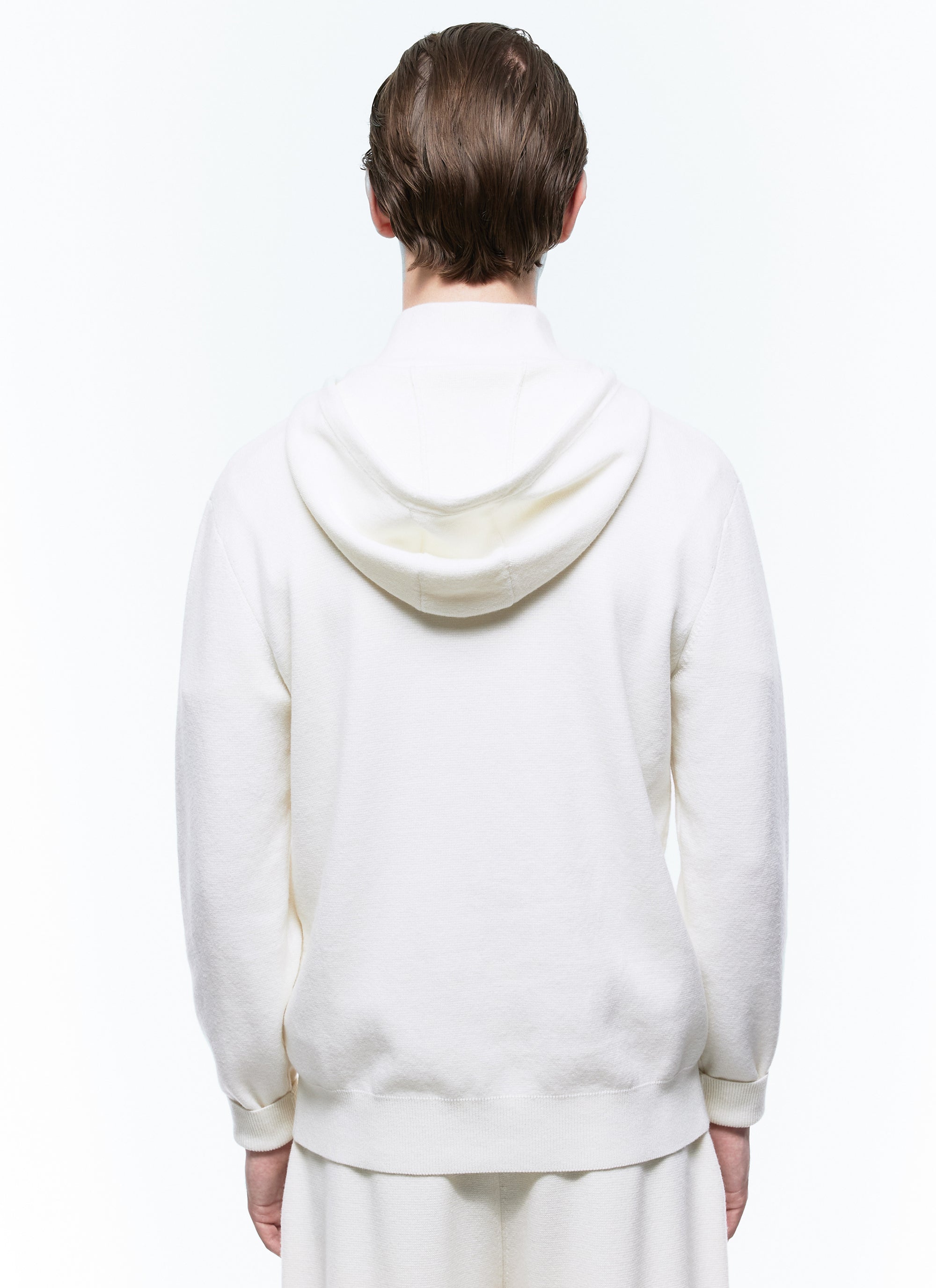 Pull à capuche en laine mélangée - Écru