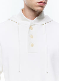 Pull à capuche en laine mélangée - Écru