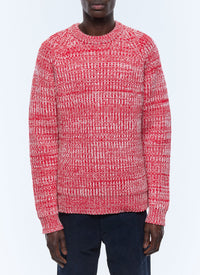 Pull chiné à grosses mailles en laine - Rouge Cardinal