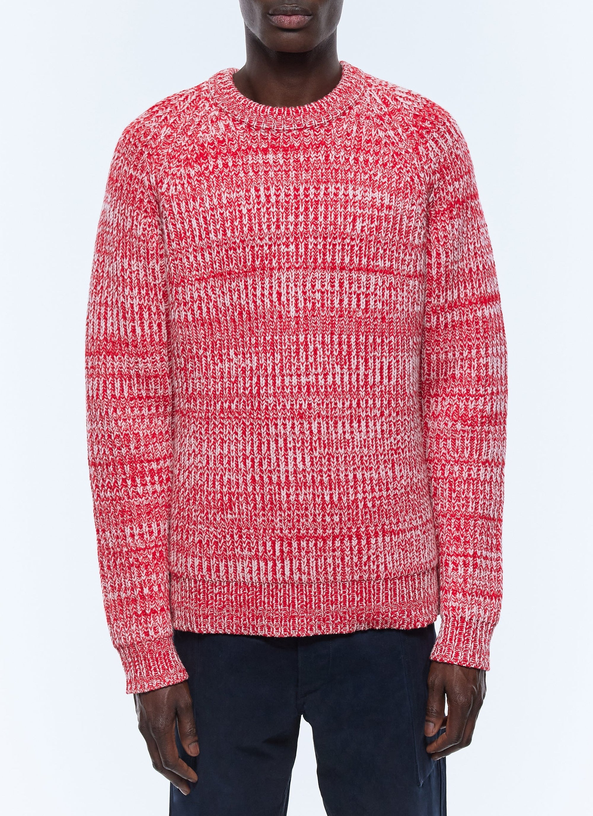 Pull chiné à grosses mailles en laine - Rouge Cardinal