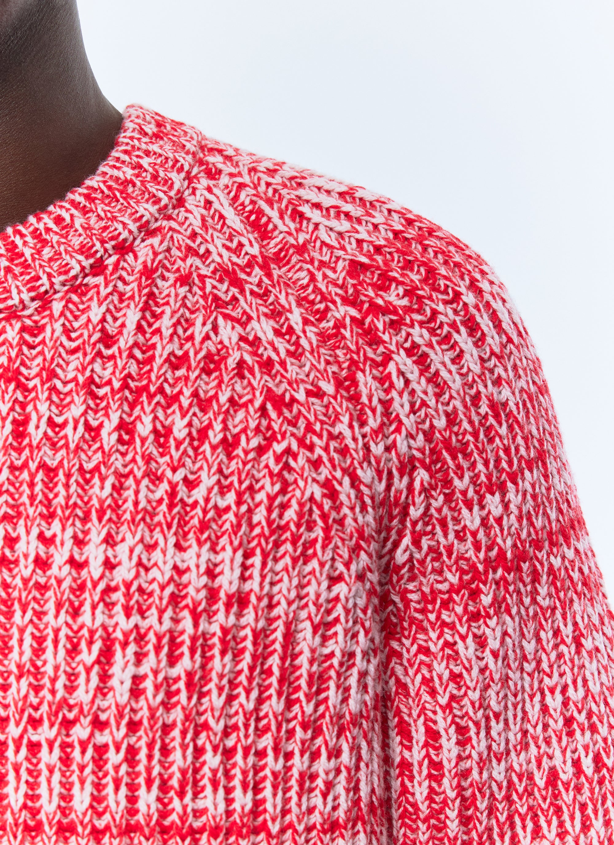Pull chiné à grosses mailles en laine - Rouge Cardinal