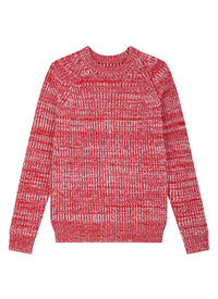 Pull chiné à grosses mailles en laine - Rouge Cardinal