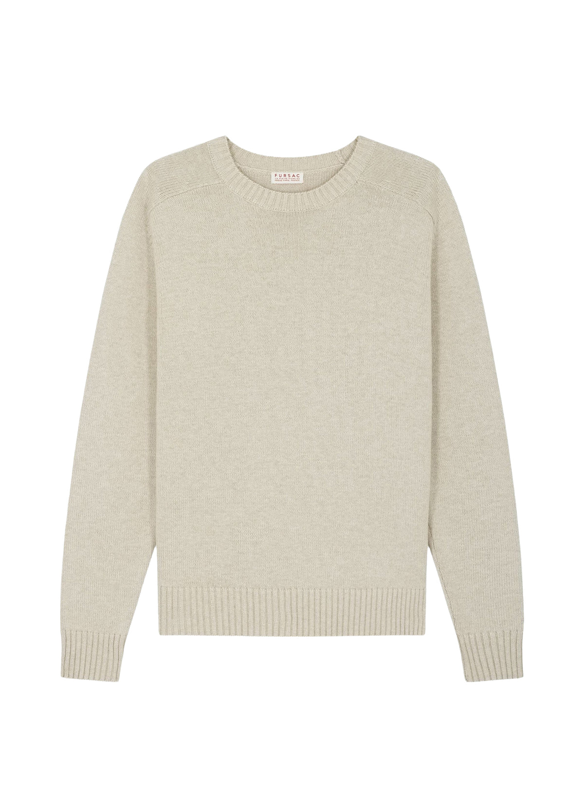Pull à col rond en laine mélangée - Ficelle
