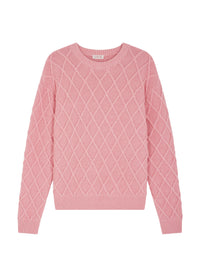 Pull col rond torsadé en laine - Rose