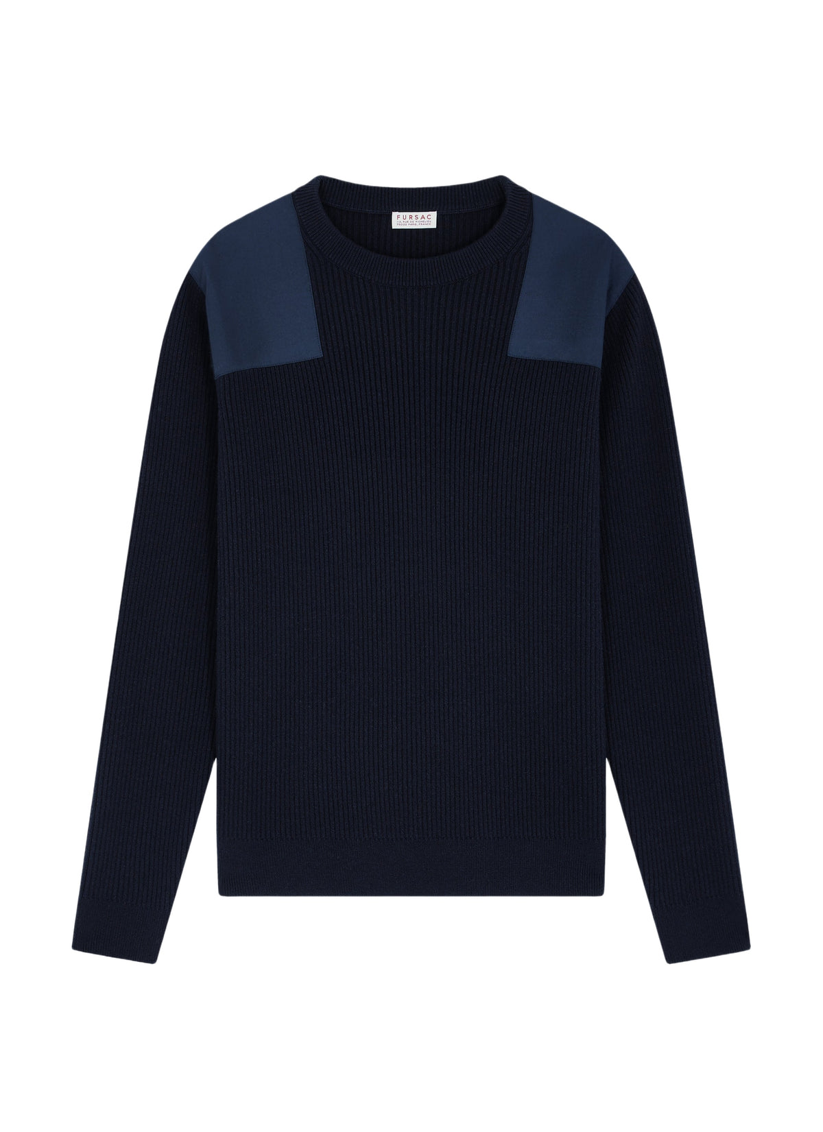 Pull côtelé en laine - Marine