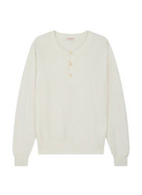 Cotton Tunisian-neck jumper - Ecru